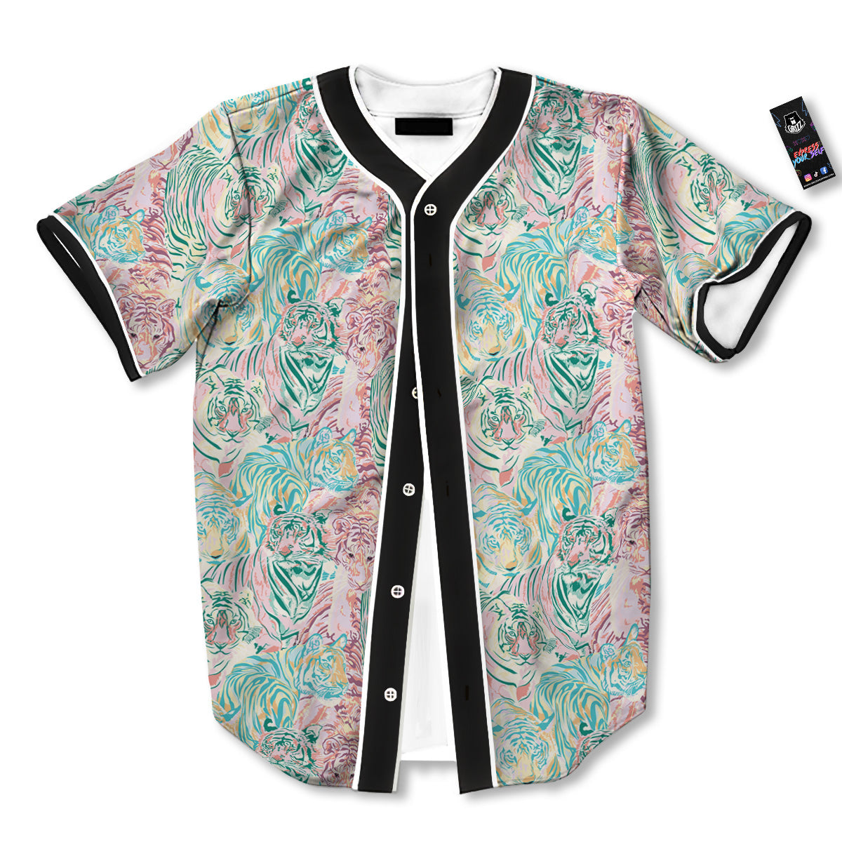 Girly Tigers Pastel Print Pattern Baseball Jersey-grizzshop