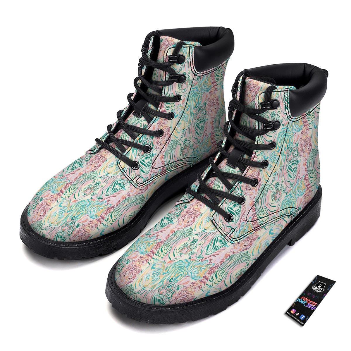 Girly Tigers Pastel Print Pattern Boots-grizzshop