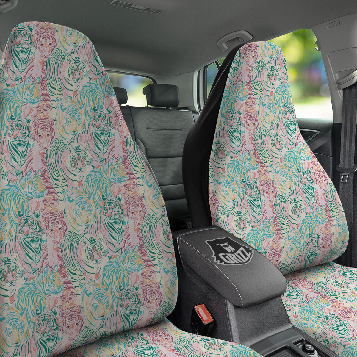 Girly Tigers Pastel Print Pattern Car Seat Covers-grizzshop