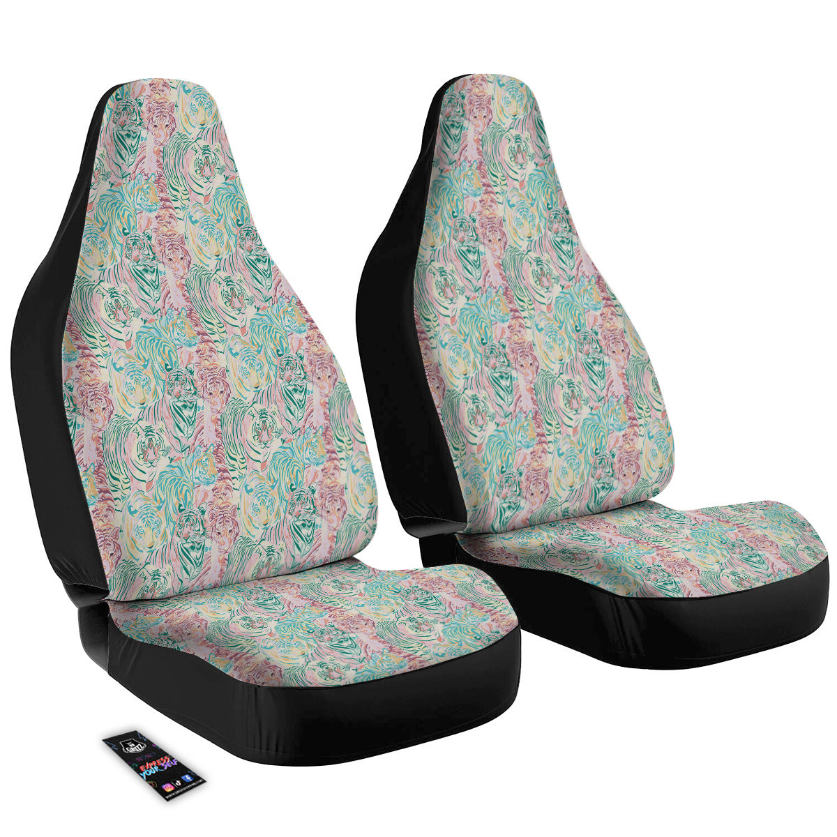 Girly Tigers Pastel Print Pattern Car Seat Covers-grizzshop