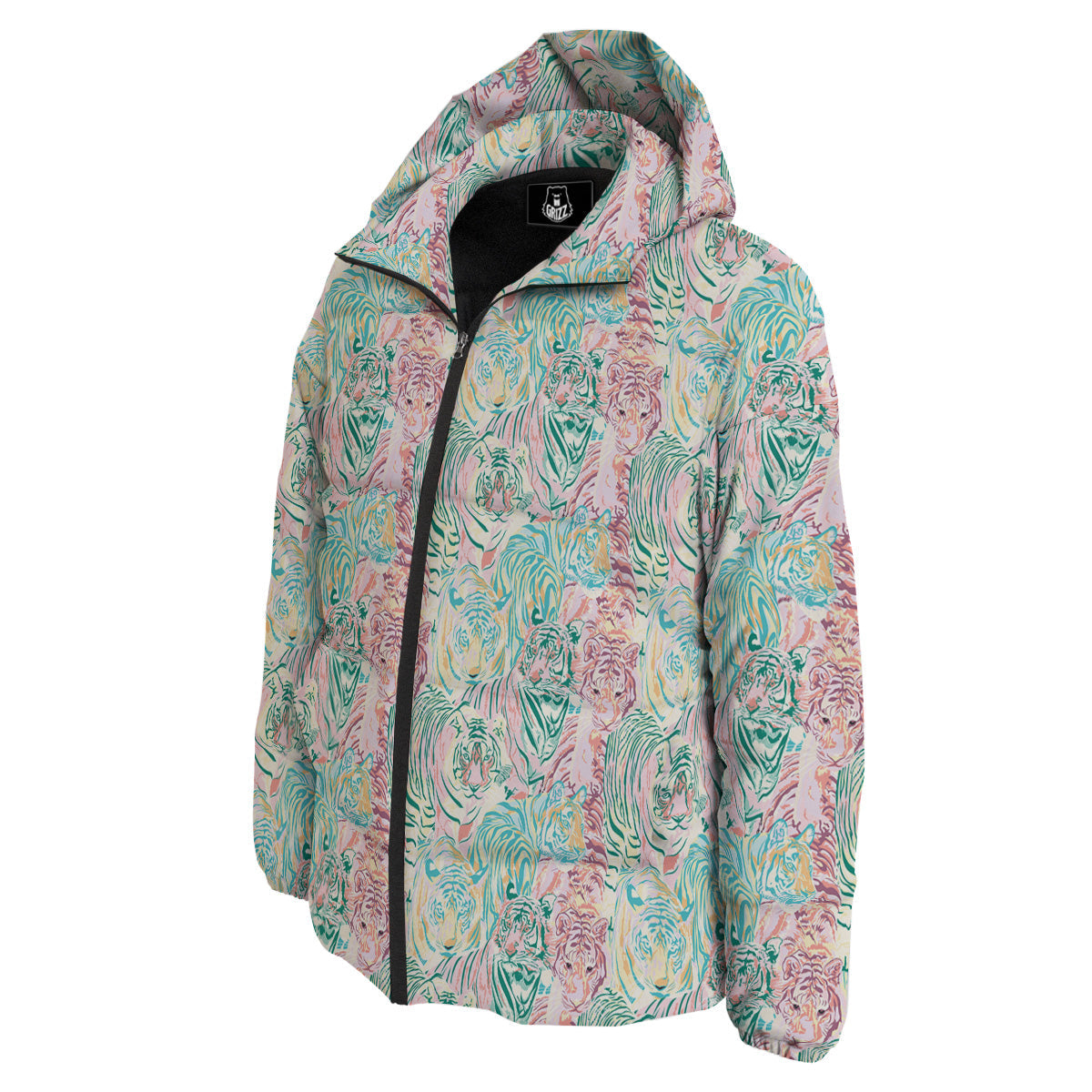 Girly Tigers Pastel Print Pattern Down Jacket-grizzshop