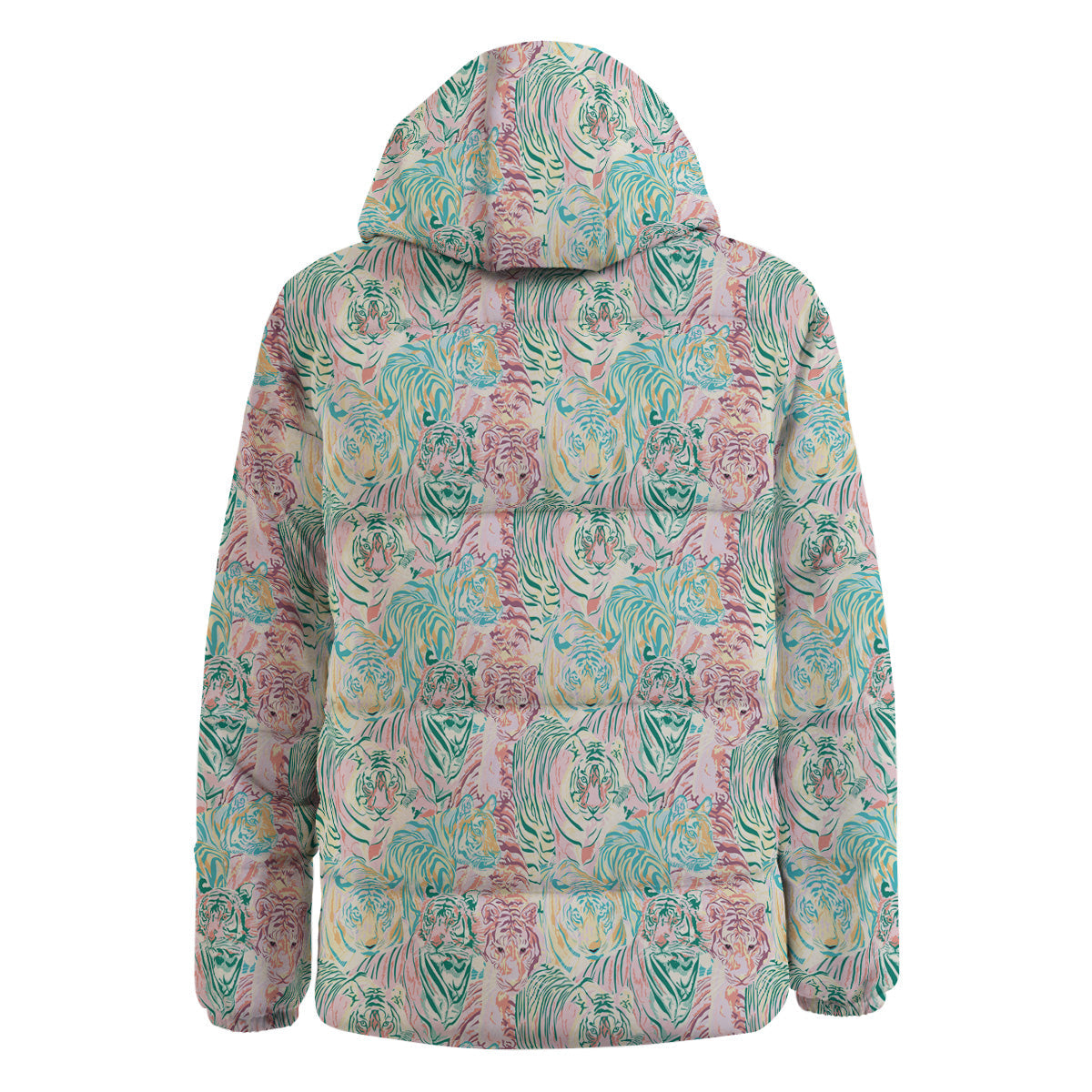 Girly Tigers Pastel Print Pattern Down Jacket-grizzshop