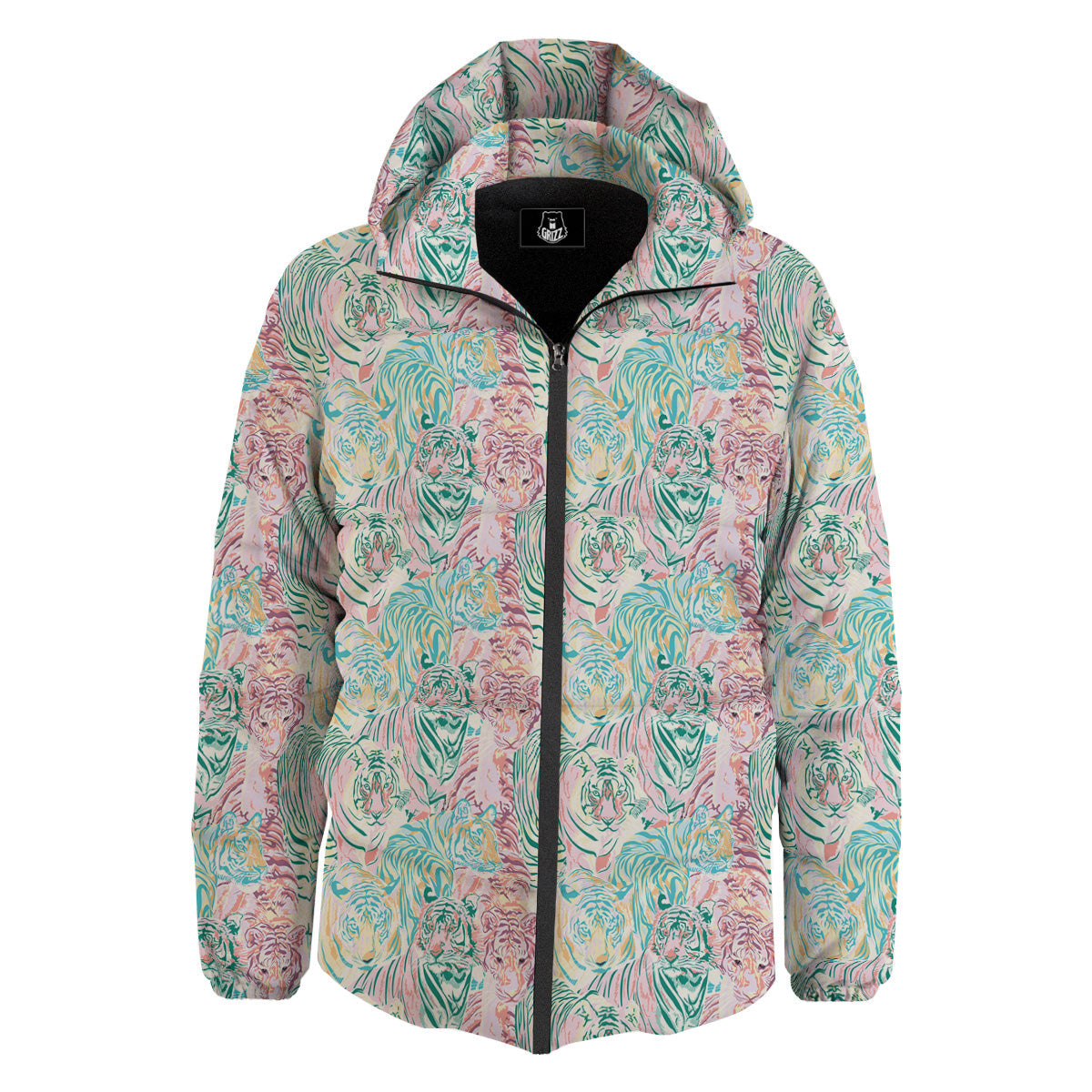 Girly Tigers Pastel Print Pattern Down Jacket-grizzshop