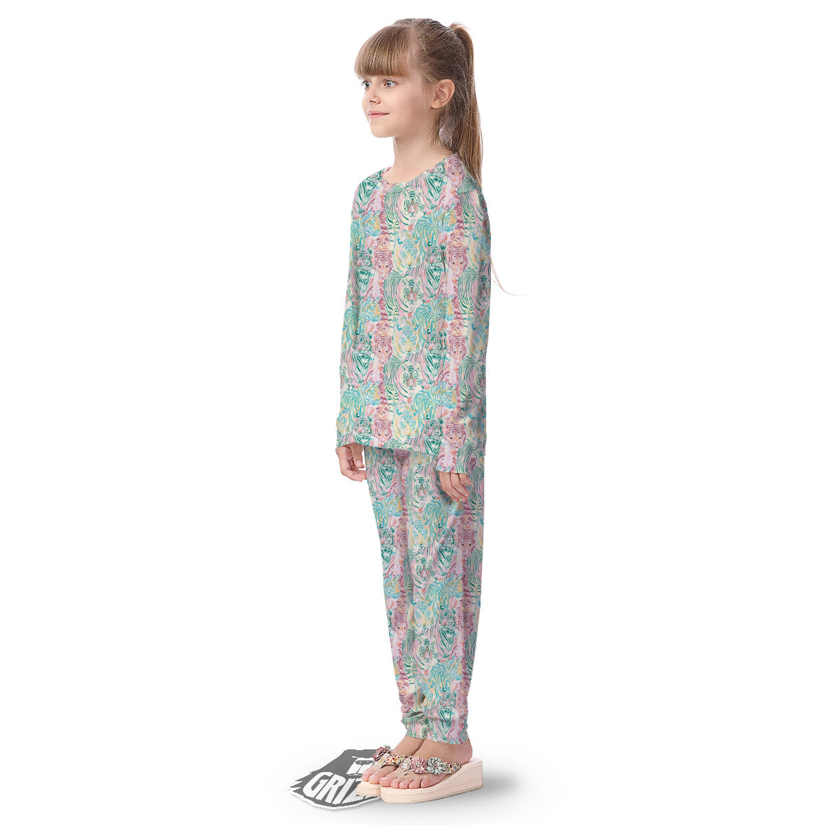 Girly Tigers Pastel Print Pattern Kid's Pajamas-grizzshop