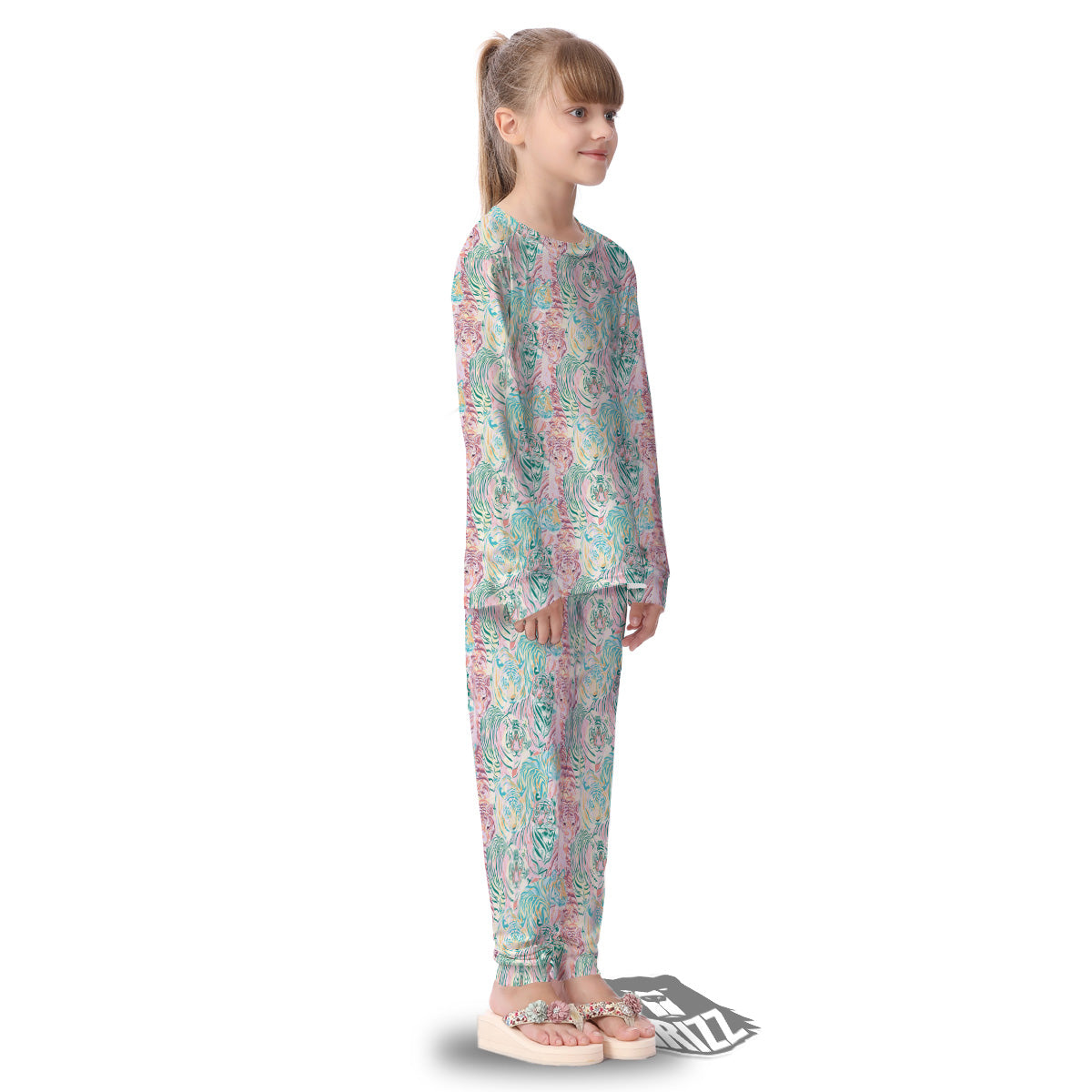 Girly Tigers Pastel Print Pattern Kid's Pajamas-grizzshop