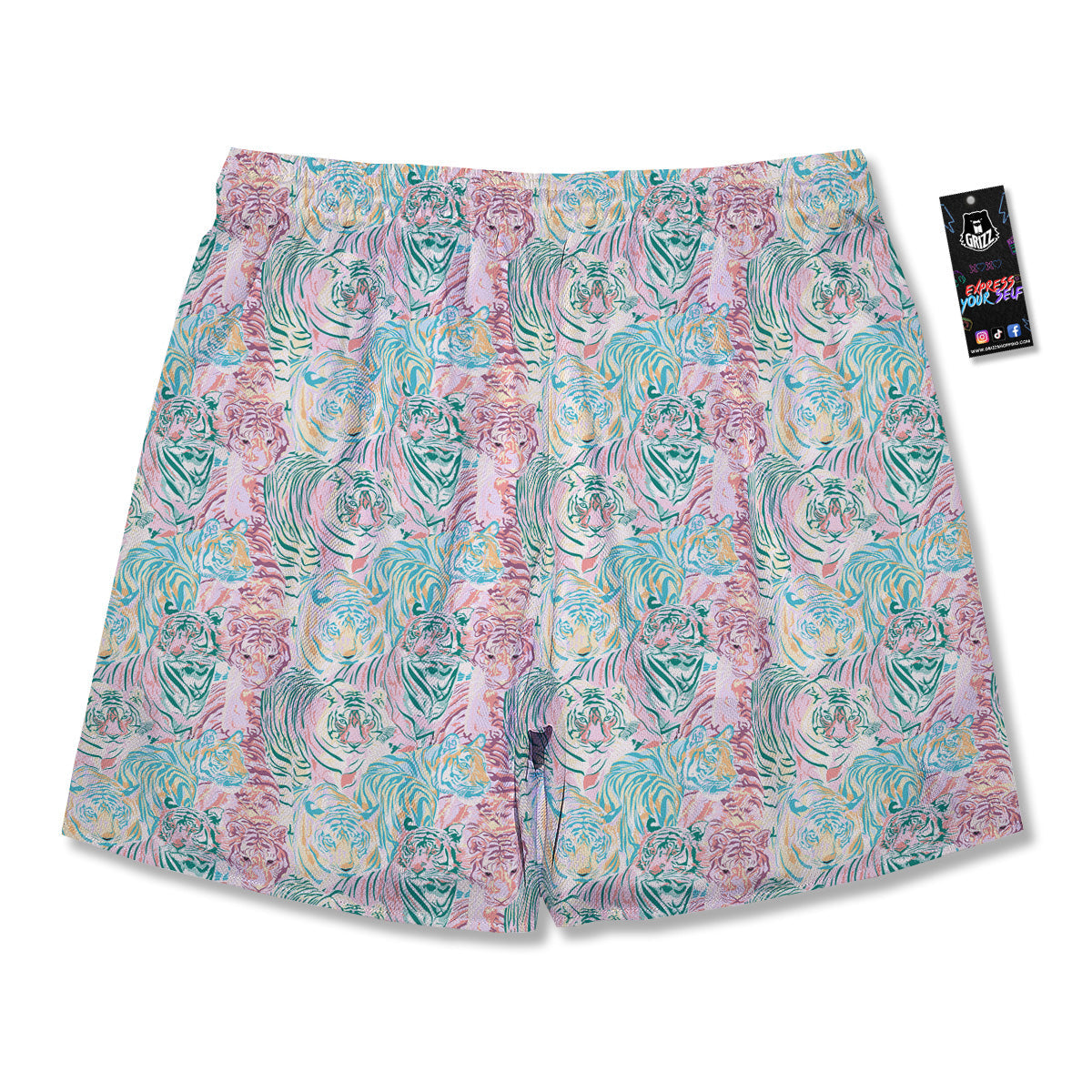 Girly Tigers Pastel Print Pattern Men's Running Shorts-grizzshop