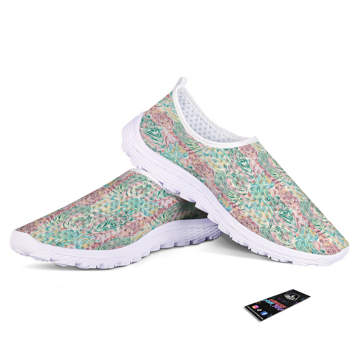 Girly Tigers Pastel Print Pattern Nurse Shoes-grizzshop