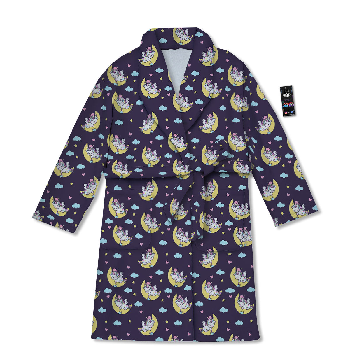 Girly Unicorn Night Print Pattern Bathrobe-grizzshop