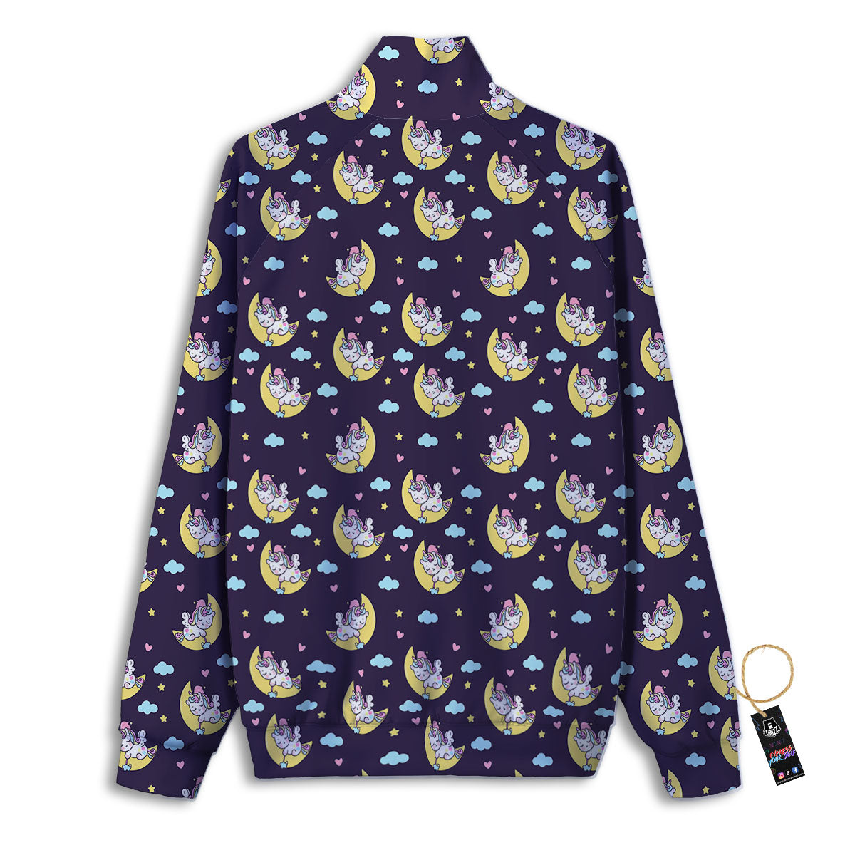 Girly Unicorn Night Print Pattern Track Jacket-grizzshop