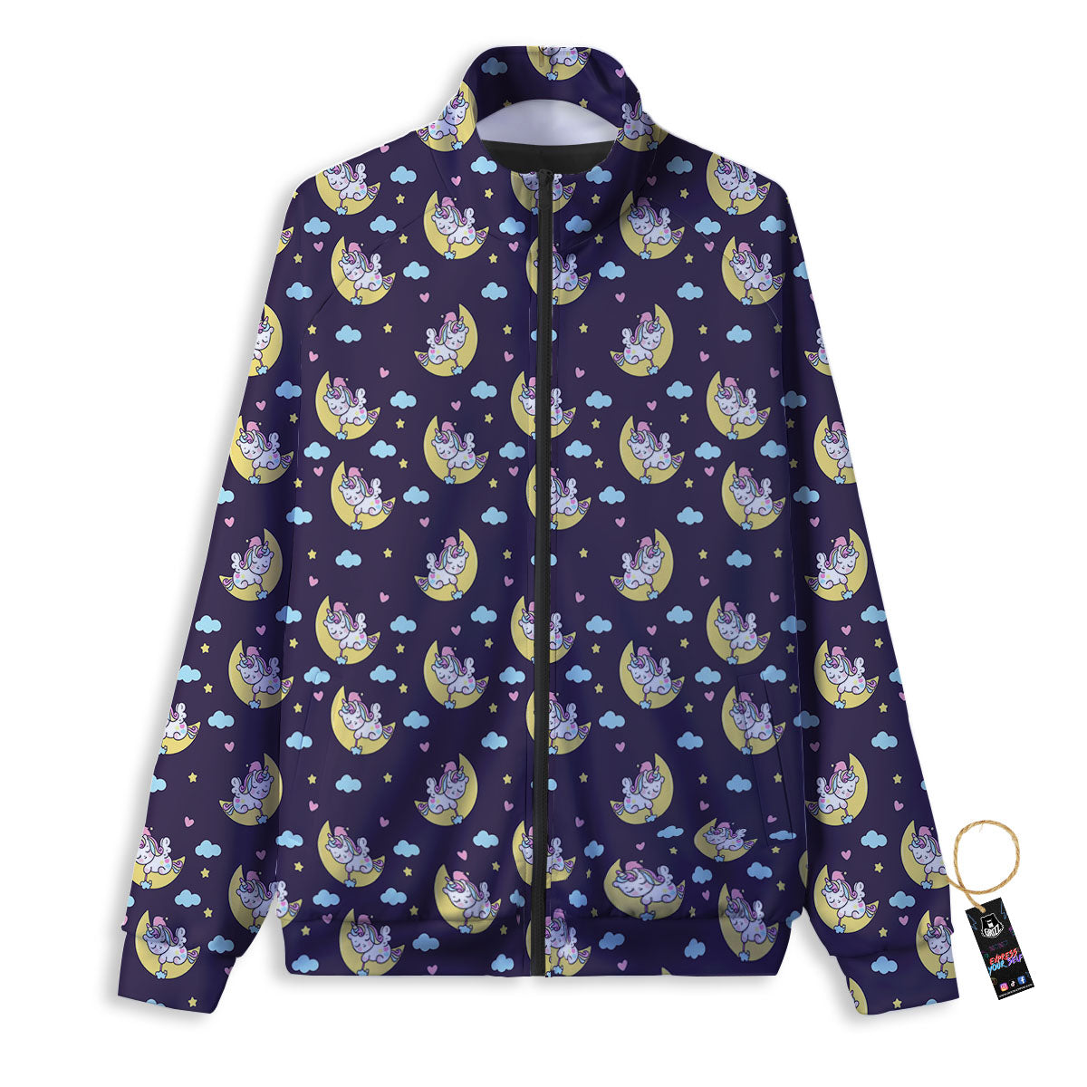 Girly Unicorn Night Print Pattern Track Jacket-grizzshop