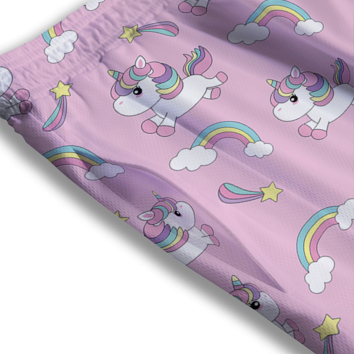Girly Unicorn Pink Print Pattern Mesh Shorts