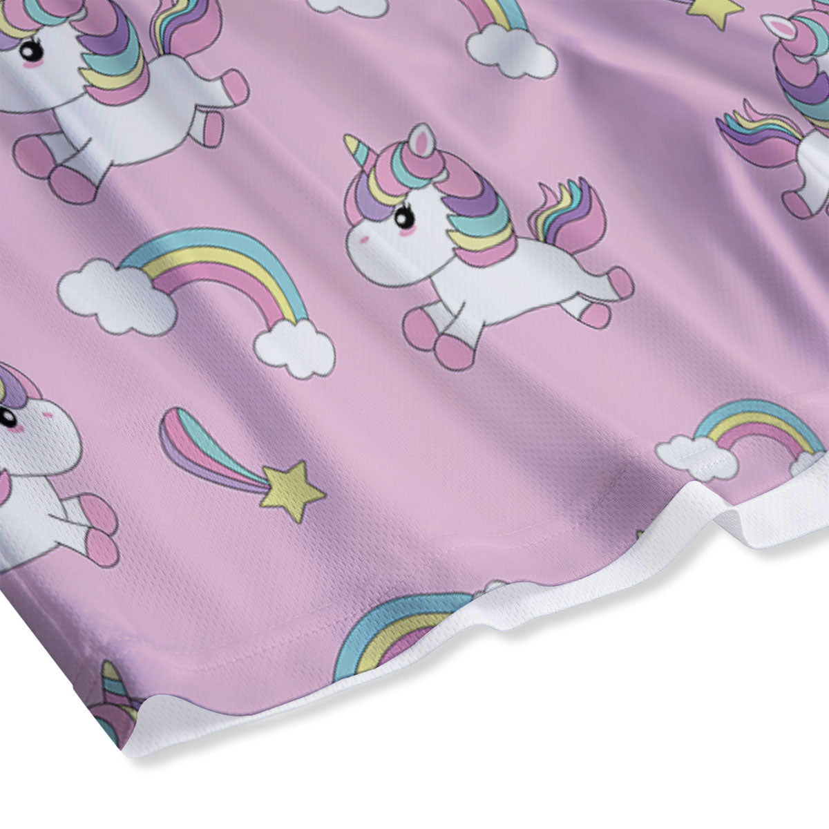 Girly Unicorn Pink Print Pattern Mesh Shorts