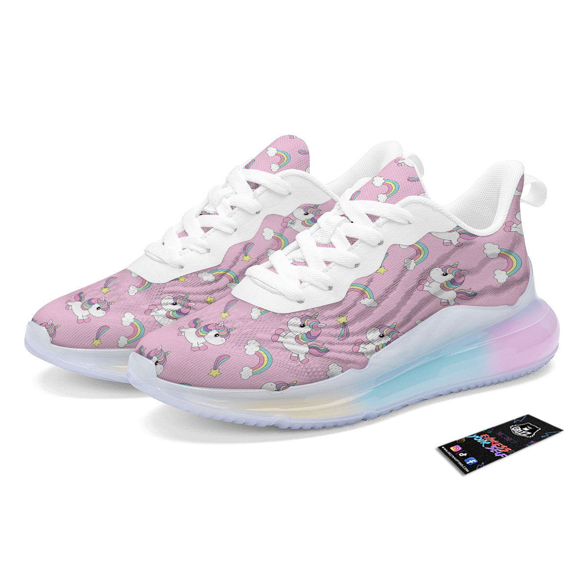Girly Unicorn Pink Print Pattern Running Sneakers-grizzshop
