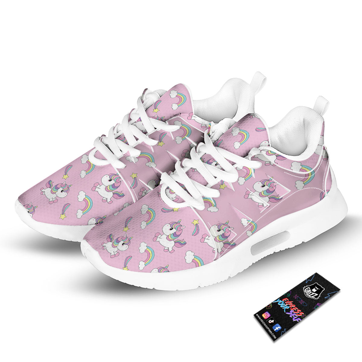Girly Unicorn Pink Print Pattern Tennis Shoes-grizzshop