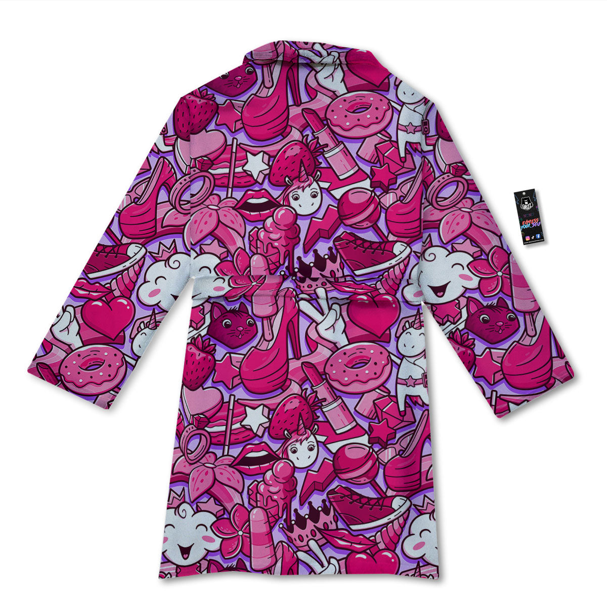 Girly Unicorn Purple Print Pattern Bathrobe-grizzshop