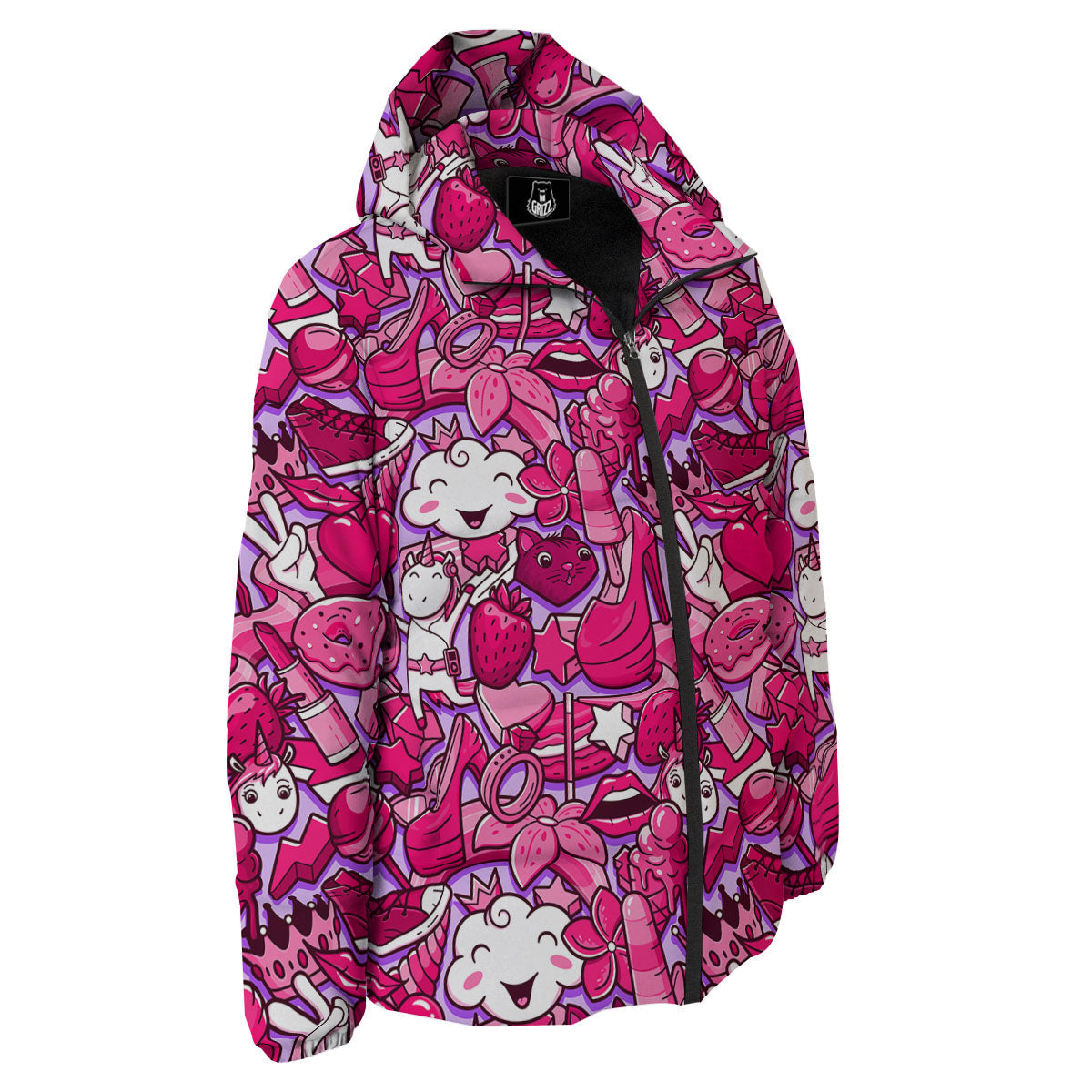 Girly Unicorn Purple Print Pattern Down Jacket-grizzshop