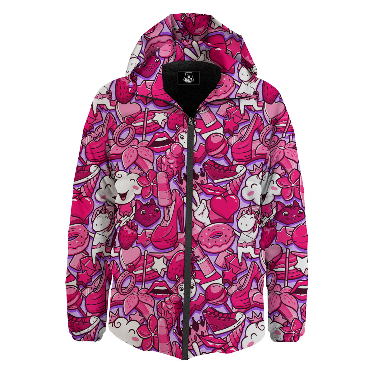 Girly Unicorn Purple Print Pattern Down Jacket-grizzshop