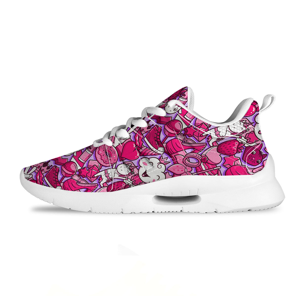 Girly Unicorn Purple Print Pattern Tennis Shoes-grizzshop