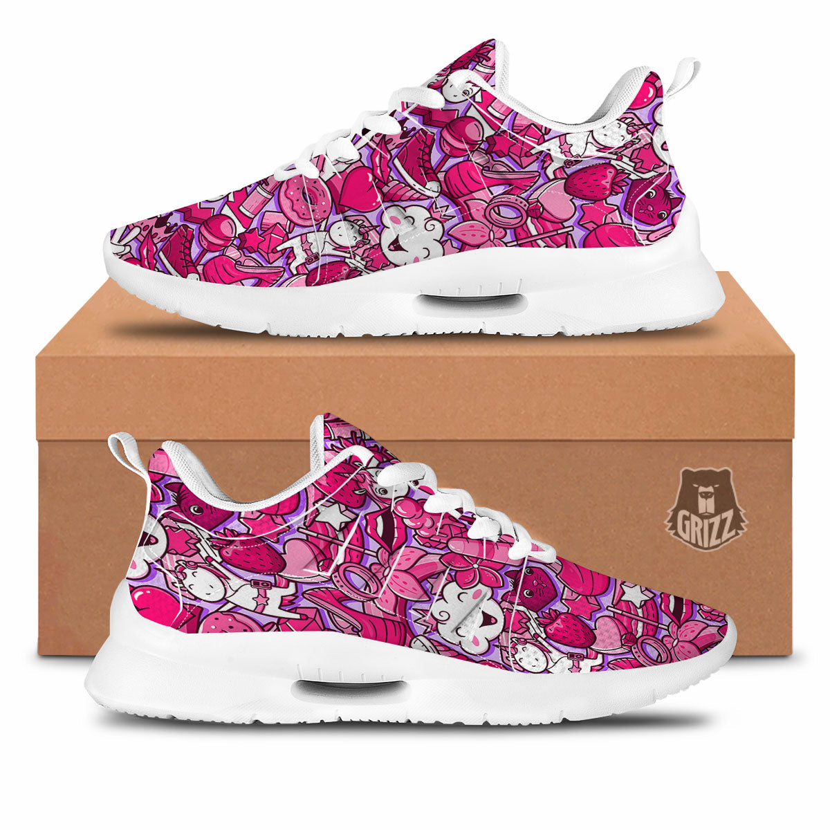 Girly Unicorn Purple Print Pattern Tennis Shoes-grizzshop
