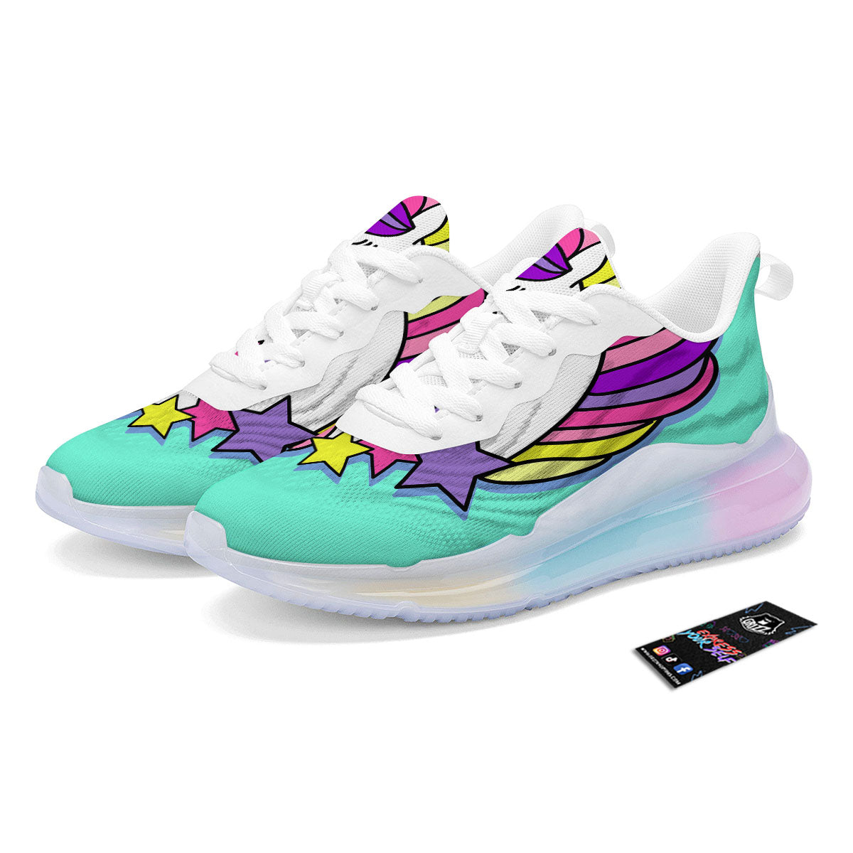 Girly Unicorn Teal Print Running Sneakers-grizzshop