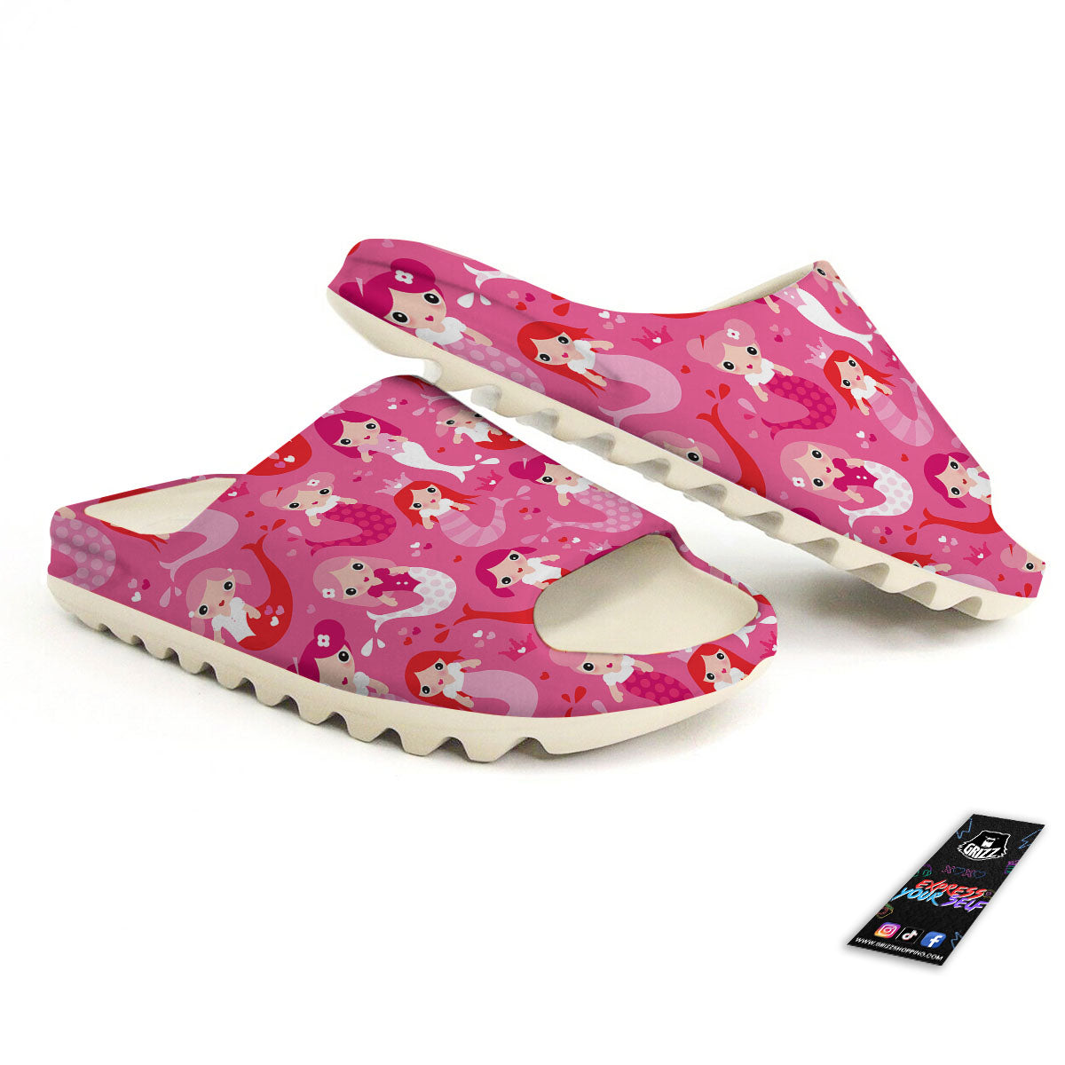 Girly Mermaid Pink Print Pattern Sandals-grizzshop