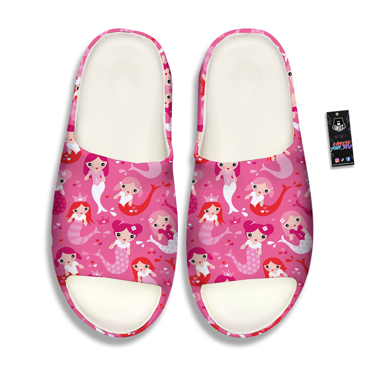 Girly Mermaid Pink Print Pattern Sandals-grizzshop