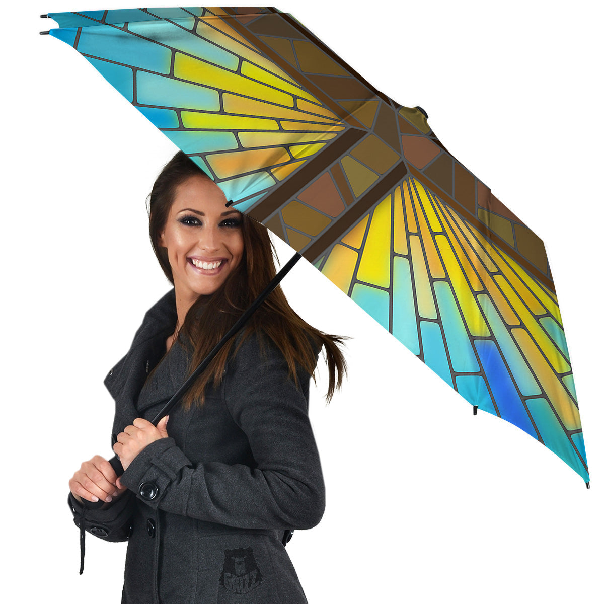 Glass Cross Blue Stained Print Umbrella-grizzshop