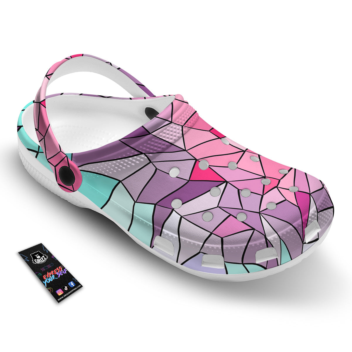 Glass Mosaic Colorful Stained Print Clog-grizzshop