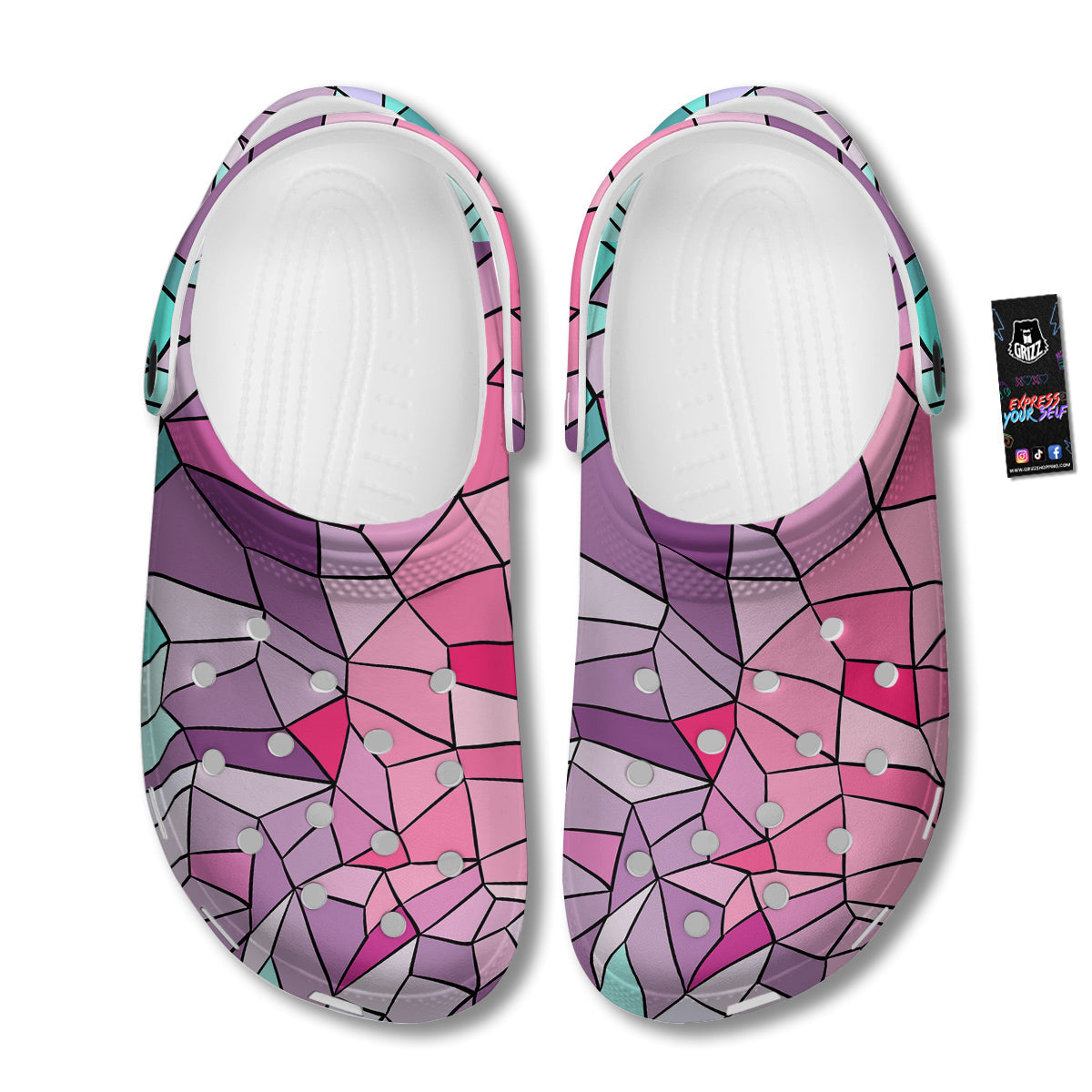 Glass Mosaic Colorful Stained Print Clog-grizzshop