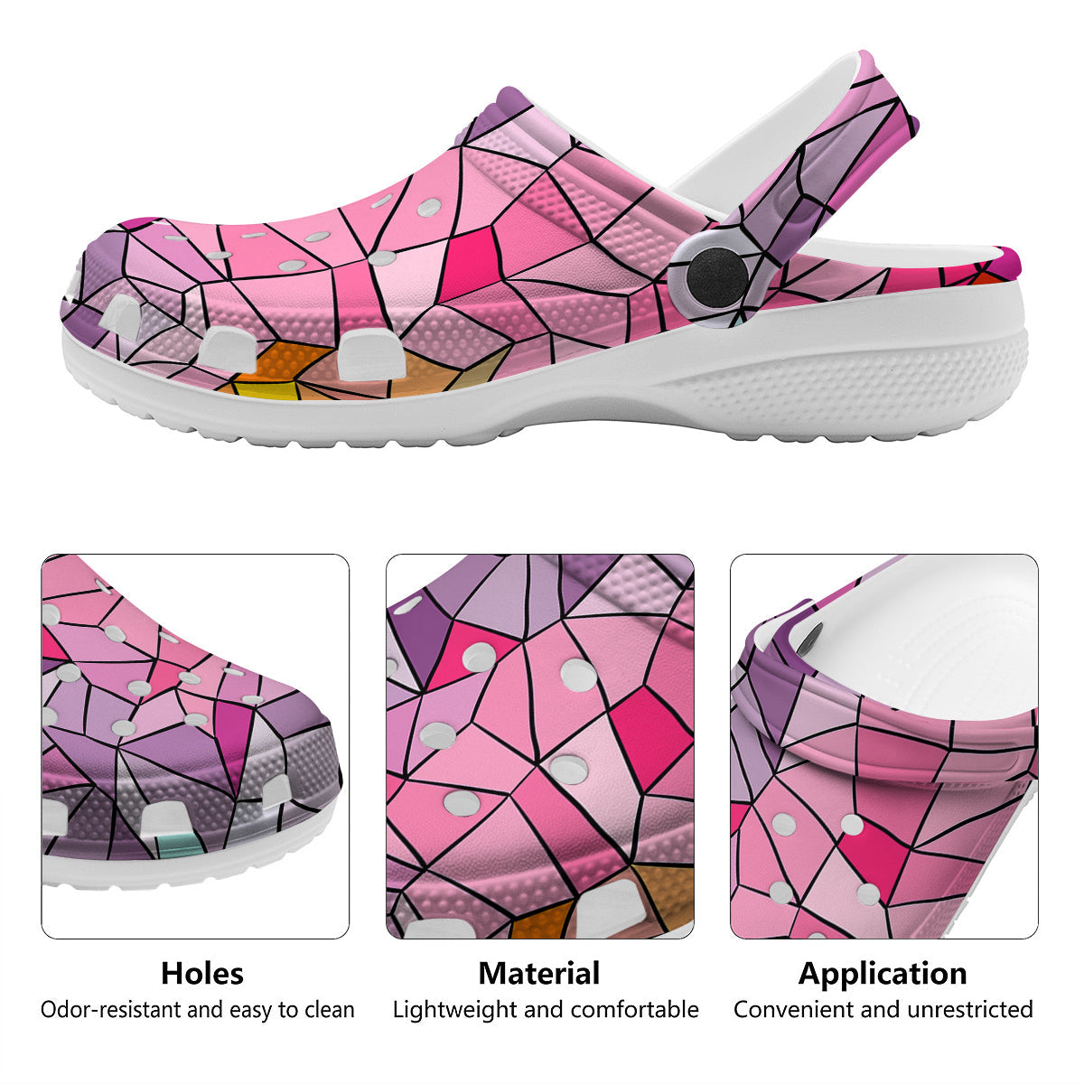 Glass Mosaic Colorful Stained Print Clog-grizzshop