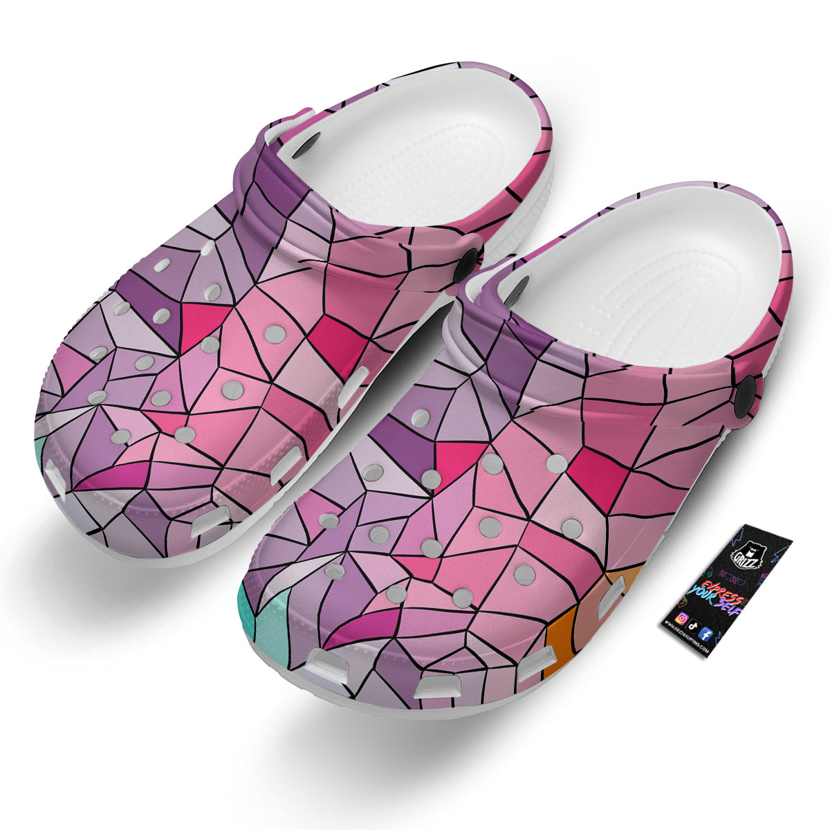 Glass Mosaic Colorful Stained Print Clog-grizzshop