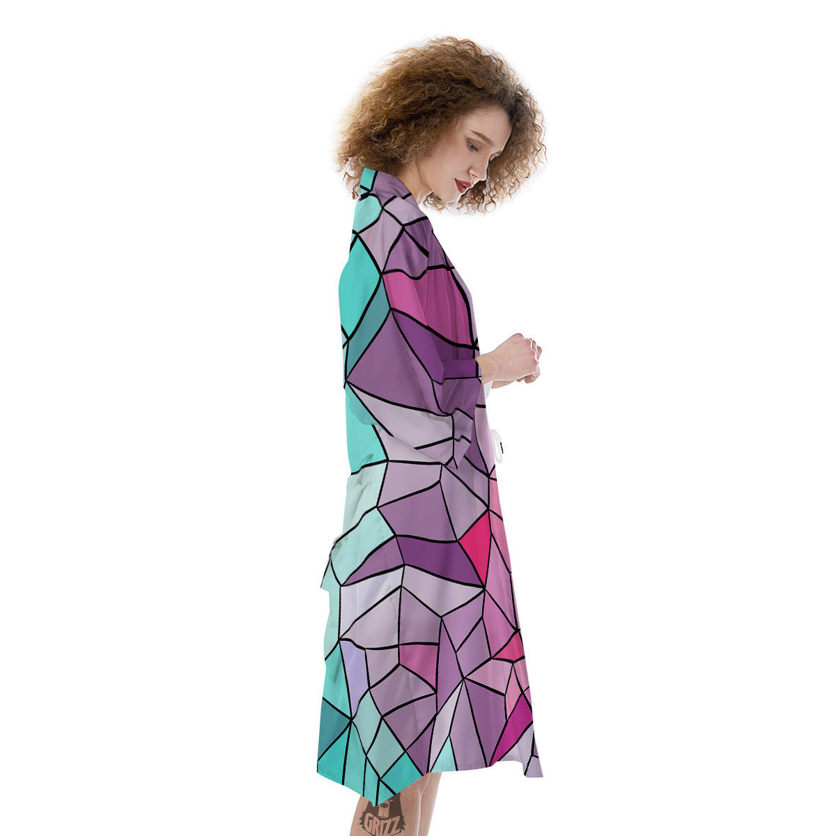 Glass Mosaic Colorful Stained Print Kimono-grizzshop
