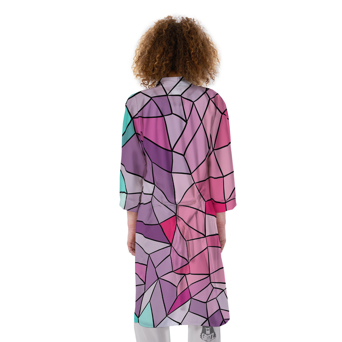 Glass Mosaic Colorful Stained Print Kimono-grizzshop