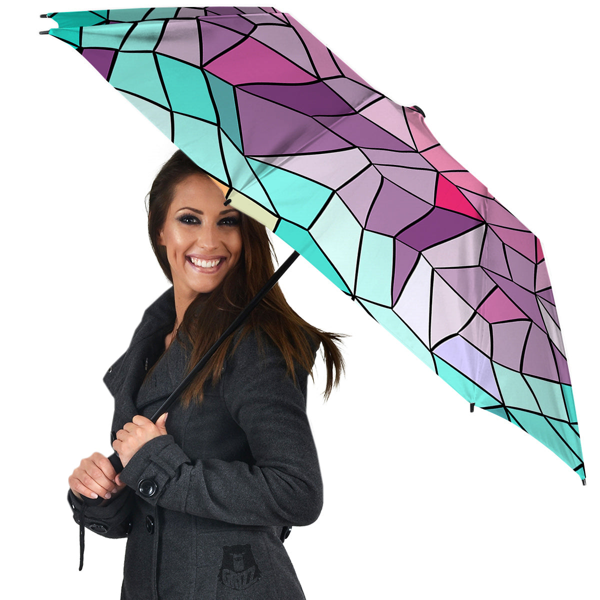 Glass Mosaic Colorful Stained Print Umbrella-grizzshop