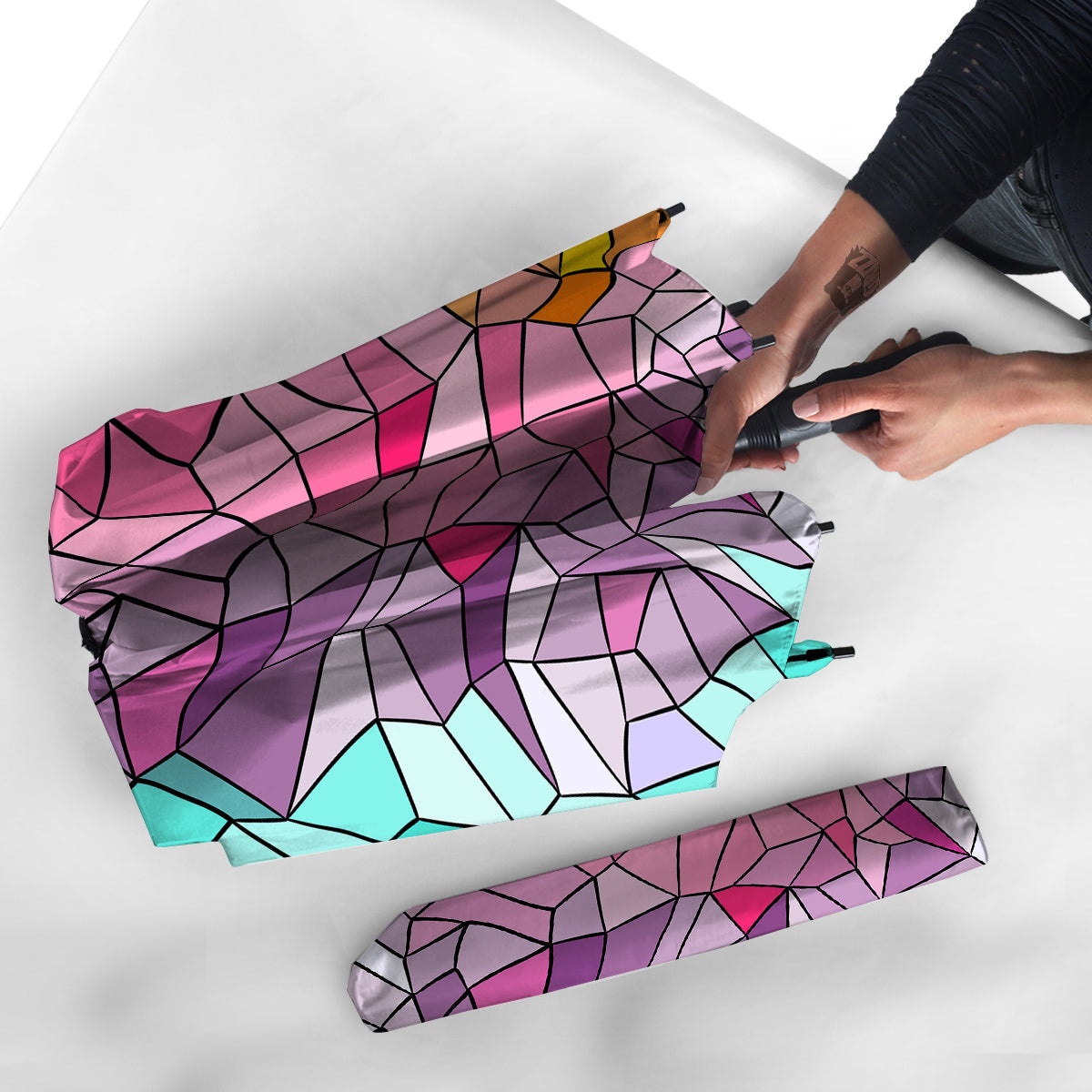 Glass Mosaic Colorful Stained Print Umbrella-grizzshop