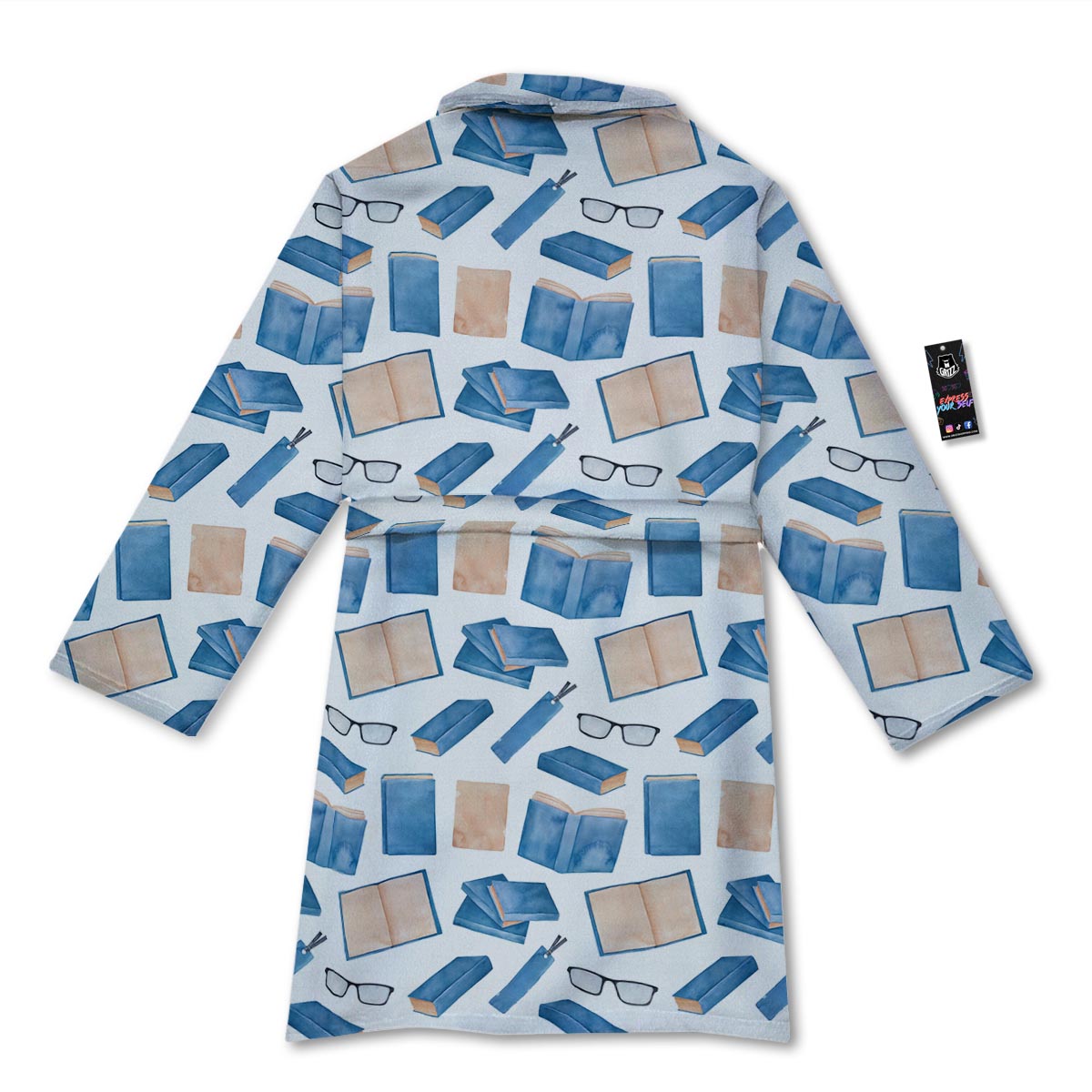 Glasses And Reading Books Print Pattern Bathrobe-grizzshop