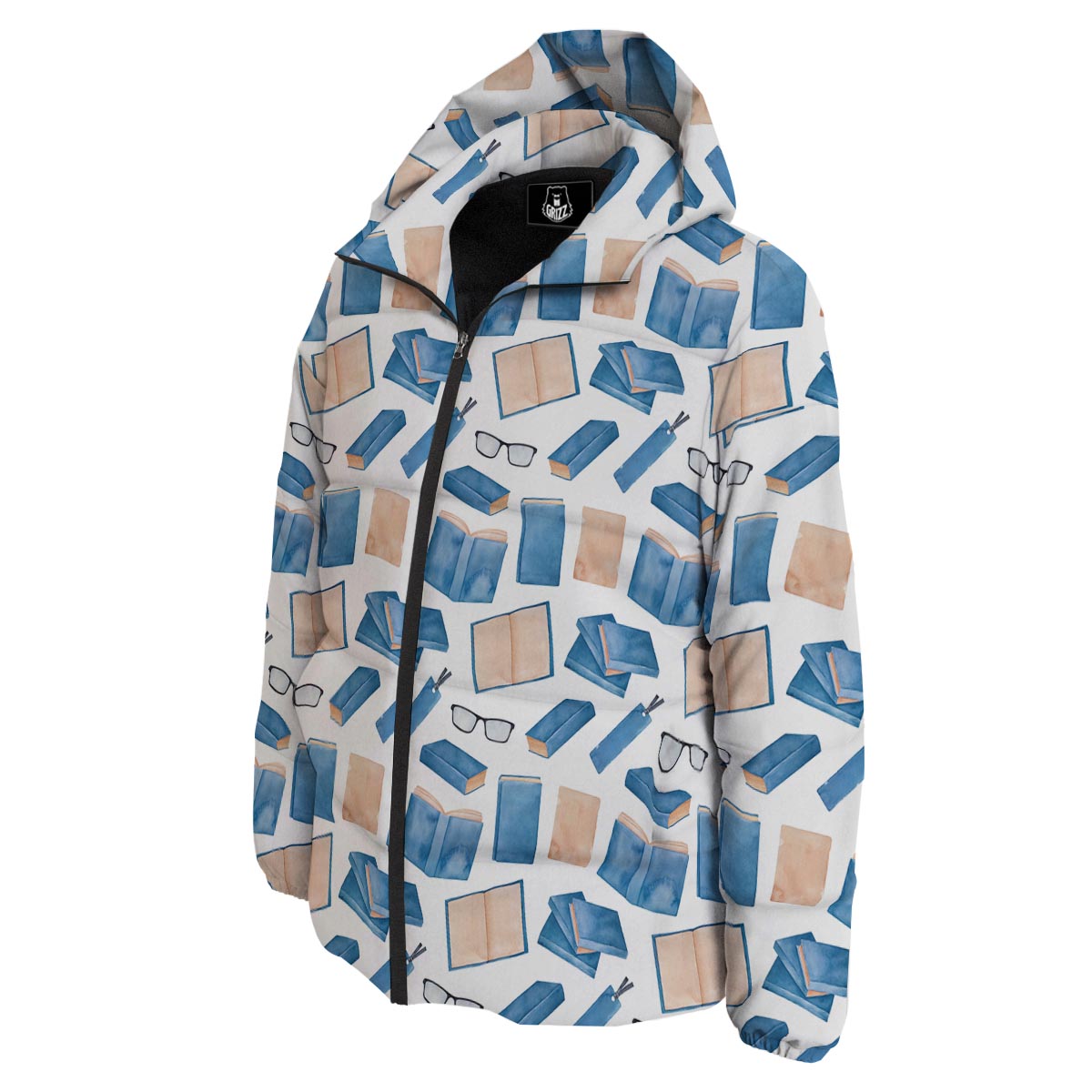 Glasses And Reading Books Print Pattern Down Jacket-grizzshop