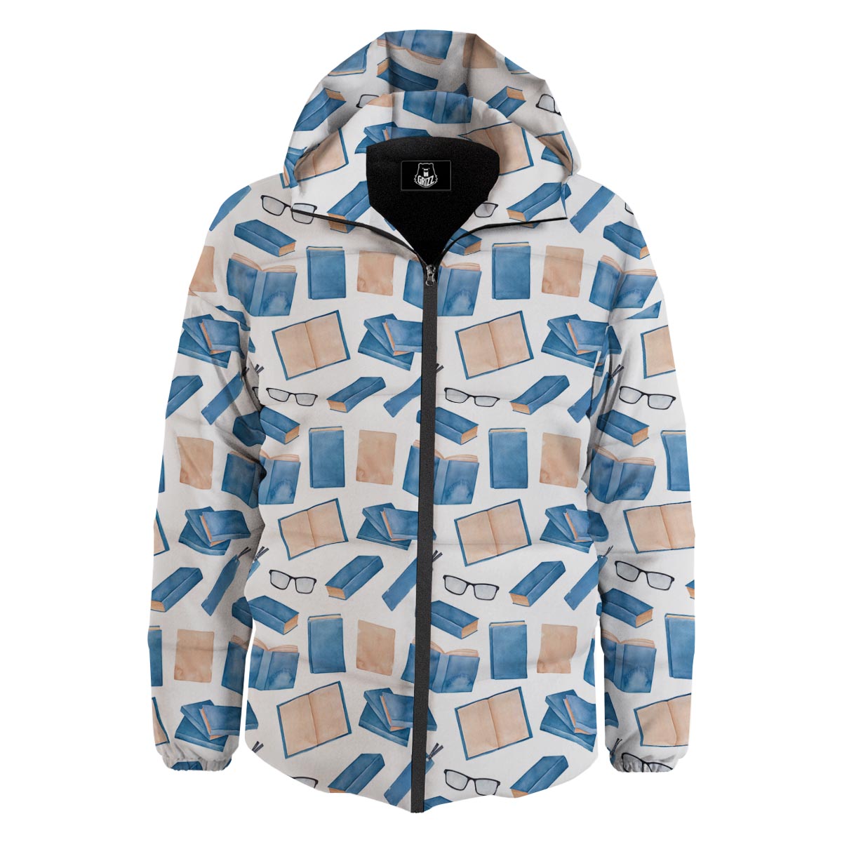 Glasses And Reading Books Print Pattern Down Jacket-grizzshop