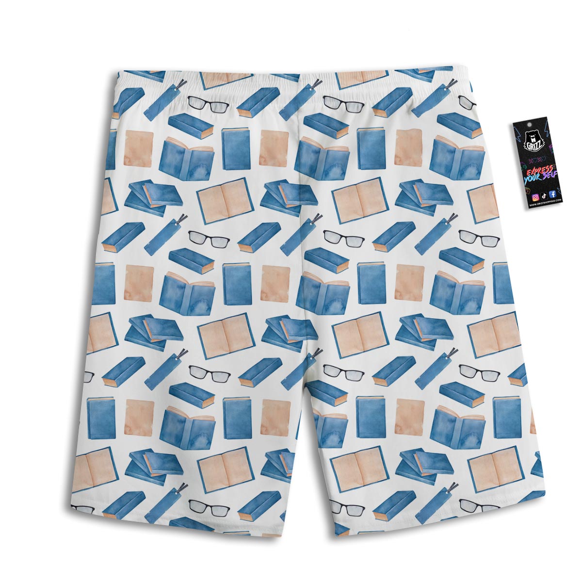 Glasses And Reading Books Print Pattern Men's Athletic Shorts
