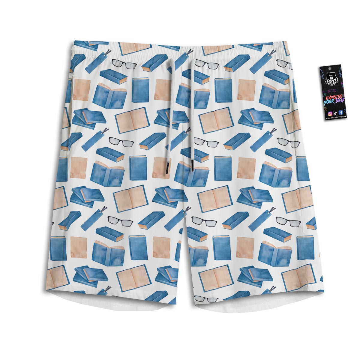 Glasses And Reading Books Print Pattern Men's Athletic Shorts