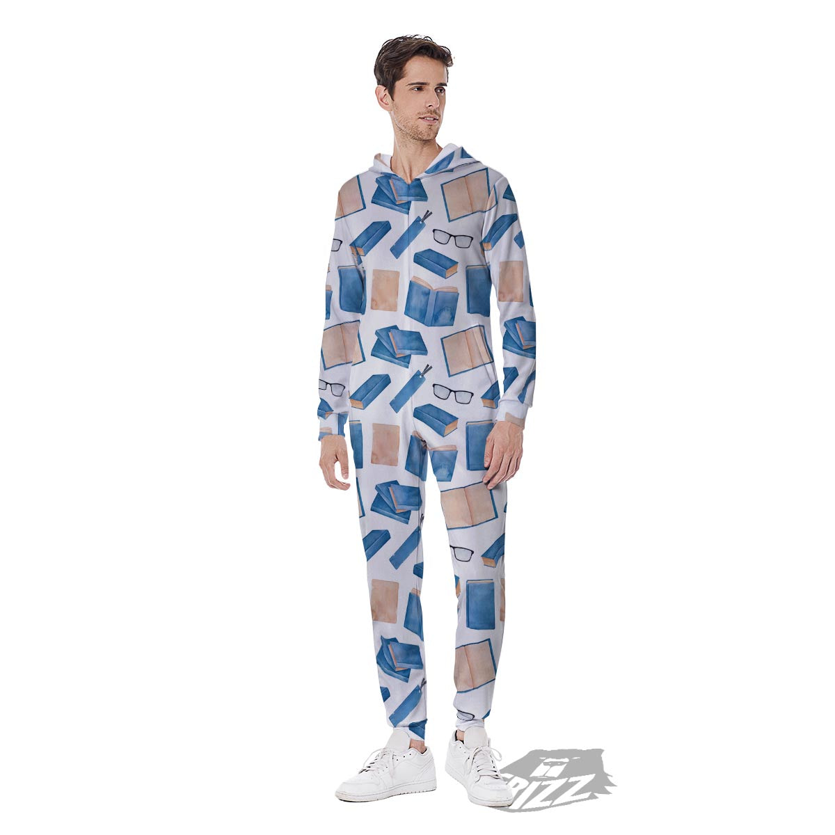 Glasses And Reading Books Print Pattern Men's Jumpsuit-grizzshop