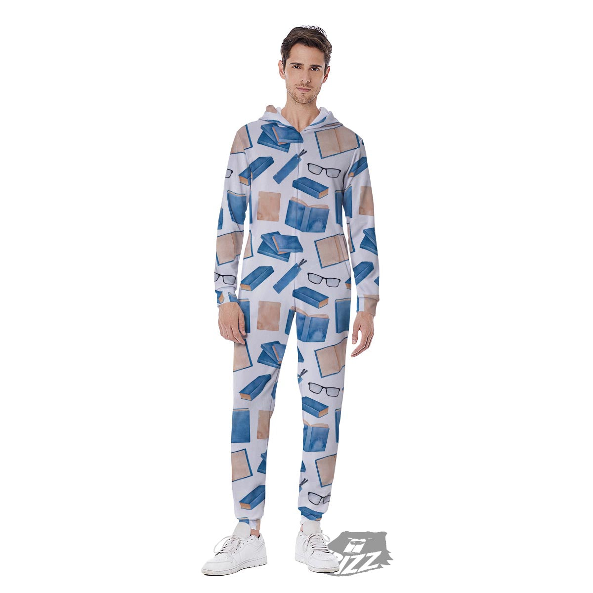 Glasses And Reading Books Print Pattern Men's Jumpsuit-grizzshop