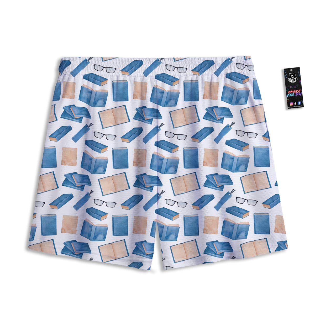 Glasses And Reading Books Print Pattern Mesh Shorts