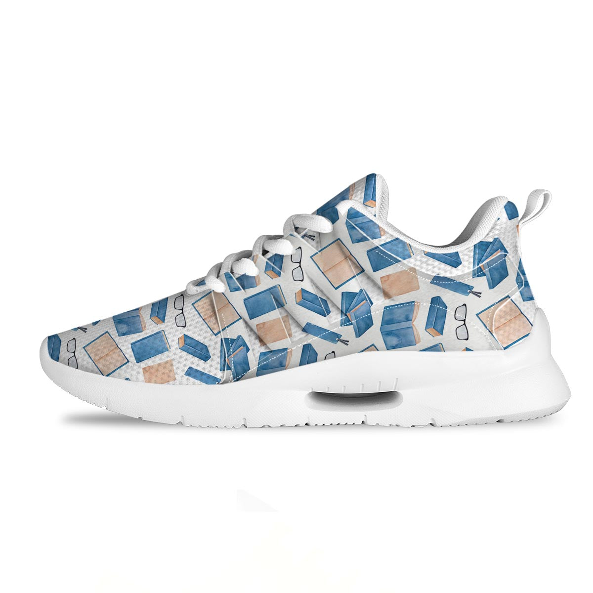 Glasses And Reading Books Print Pattern Tennis Shoes-grizzshop