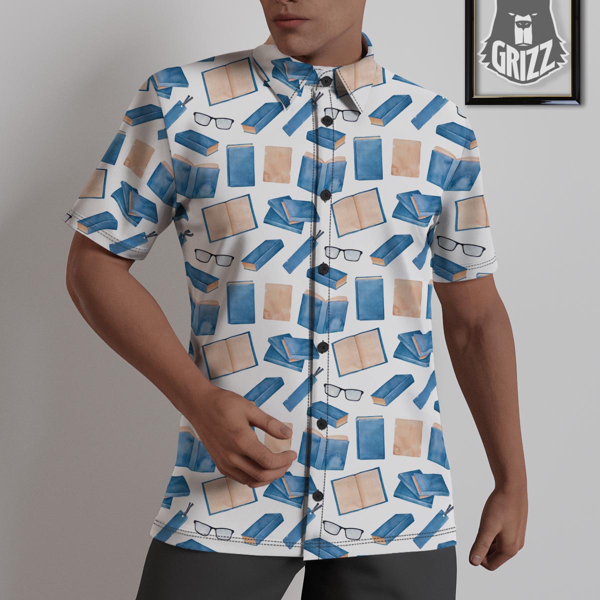 Glasses And Reading Books Print Pattern Untucked Shirts-grizzshop