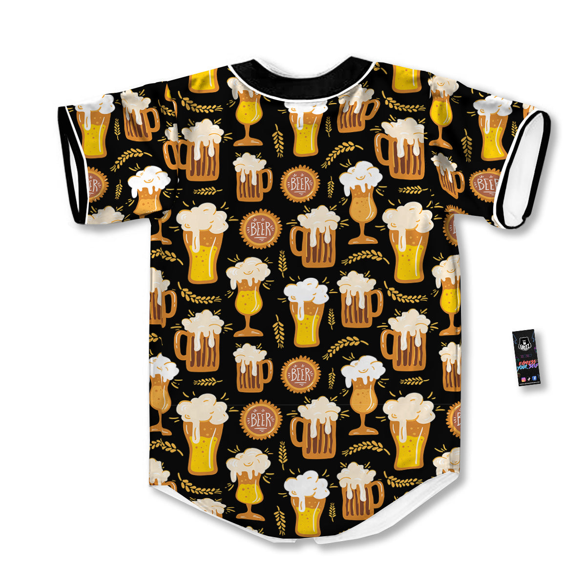 Glasses Of Beer Vintage Print Pattern Baseball Jersey-grizzshop
