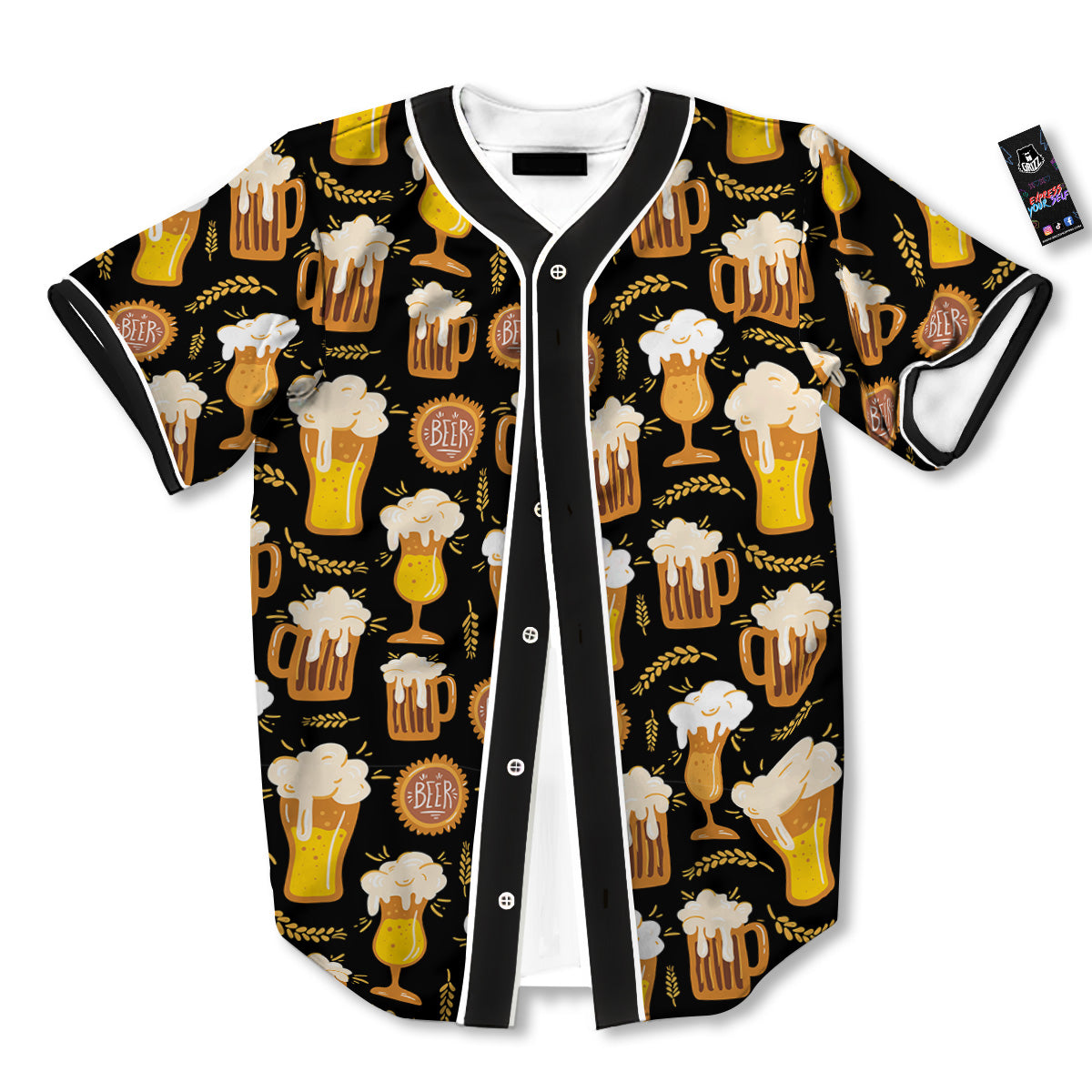 Glasses Of Beer Vintage Print Pattern Baseball Jersey-grizzshop