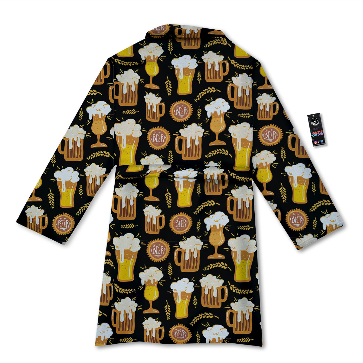 Glasses Of Beer Vintage Print Pattern Bathrobe-grizzshop