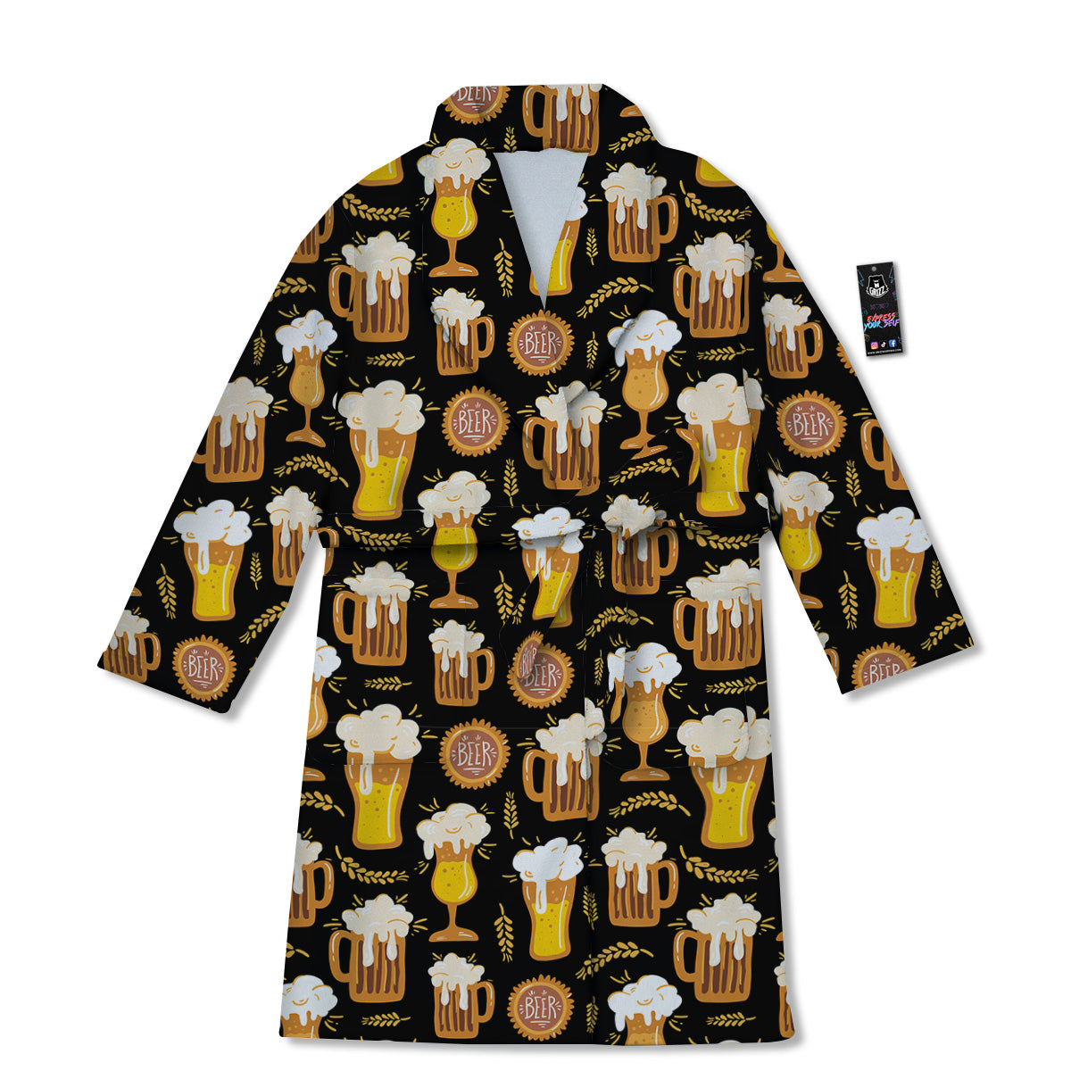 Glasses Of Beer Vintage Print Pattern Bathrobe-grizzshop