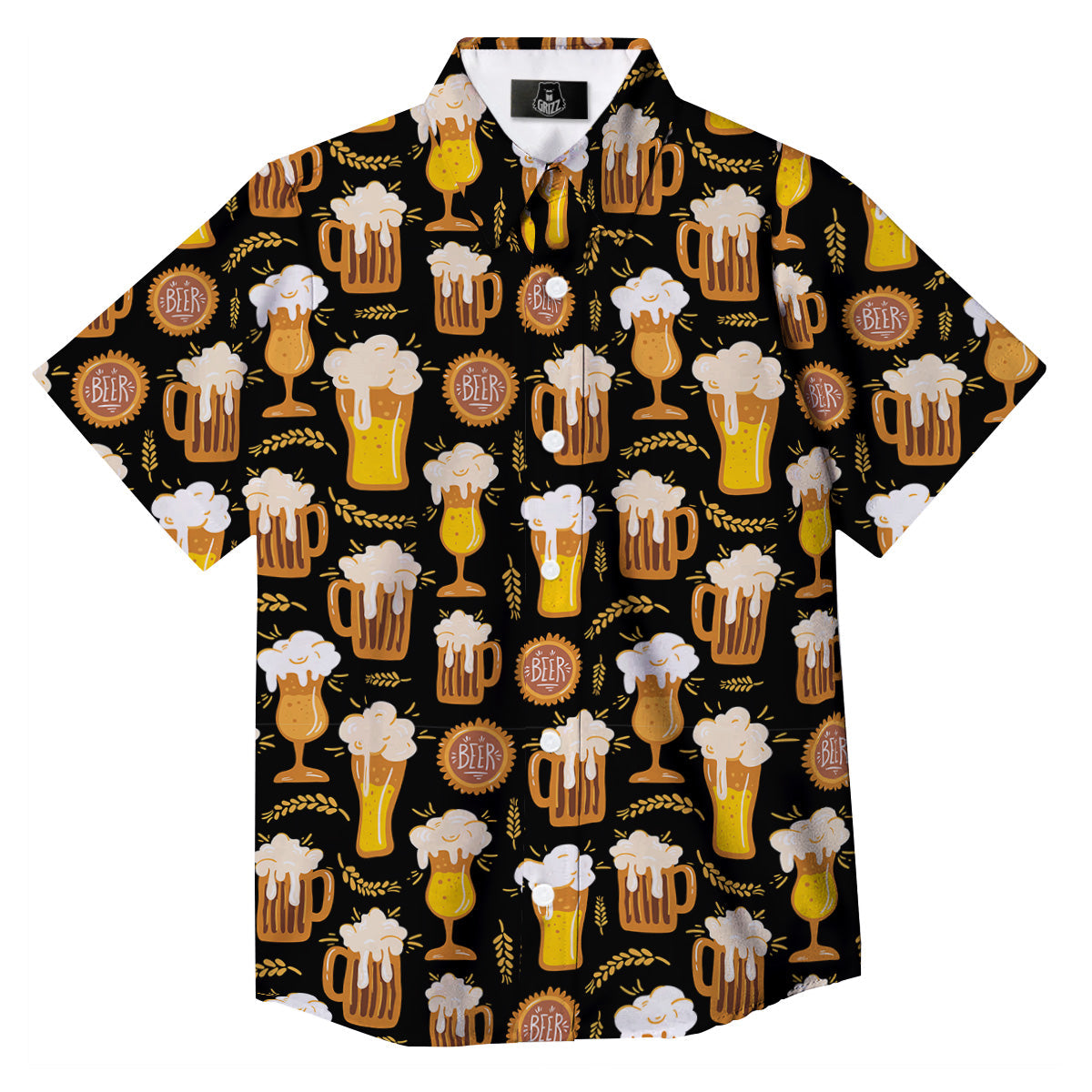 Glasses Of Beer Vintage Print Pattern Button Up Shirt-grizzshop